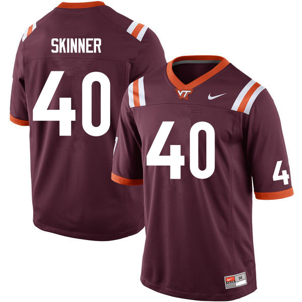 Men #40 Ben Skinner Virginia Tech Hokies College Football Jerseys Sale-Maroon